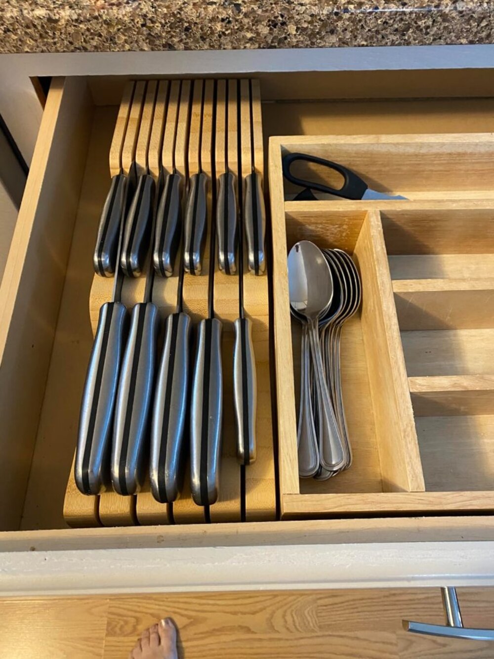 Bambusi Bamboo In-Drawer Knife Block Organizer